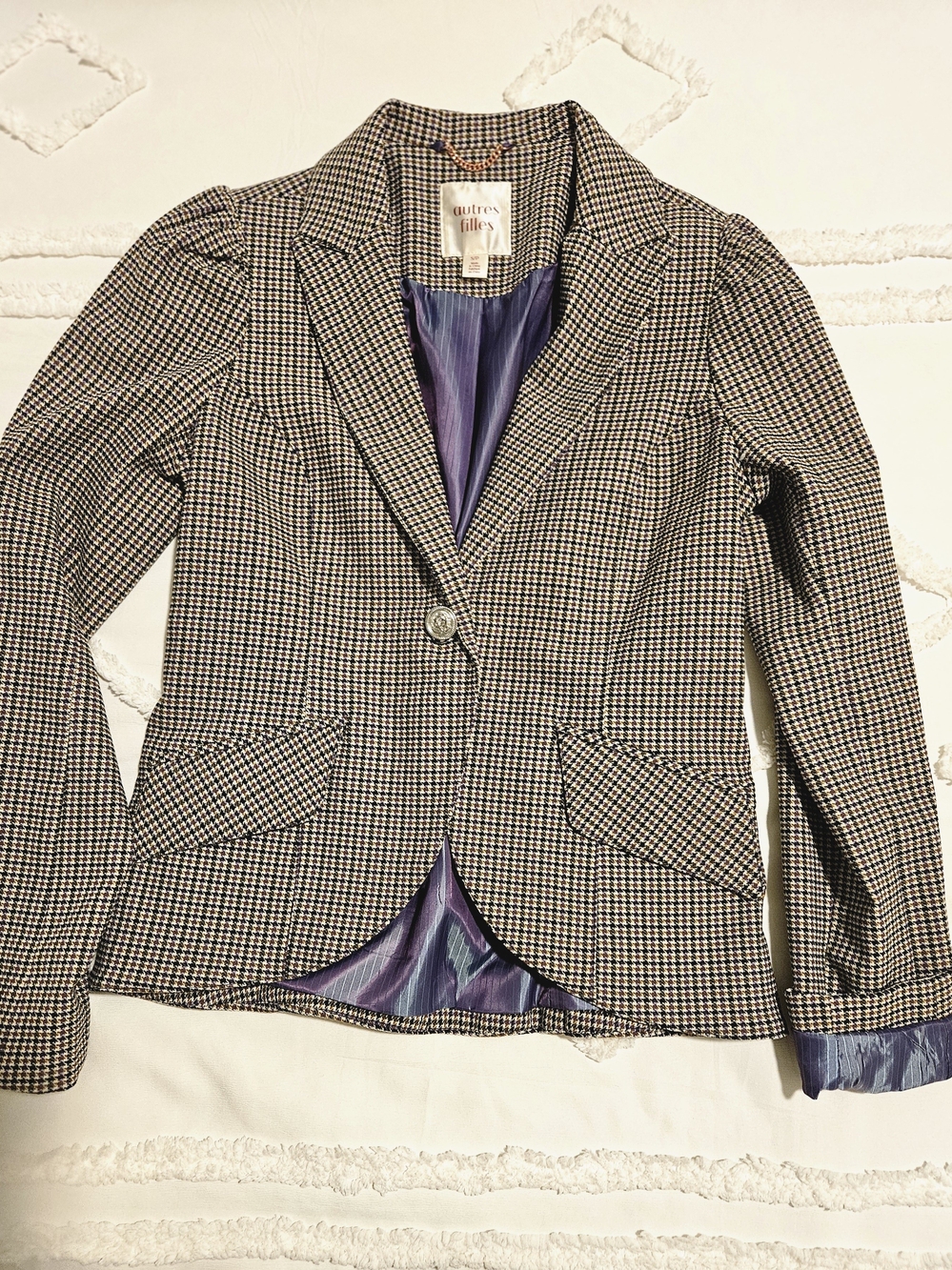 Autres Filles Houndstooth Tailored Blazer in Grey